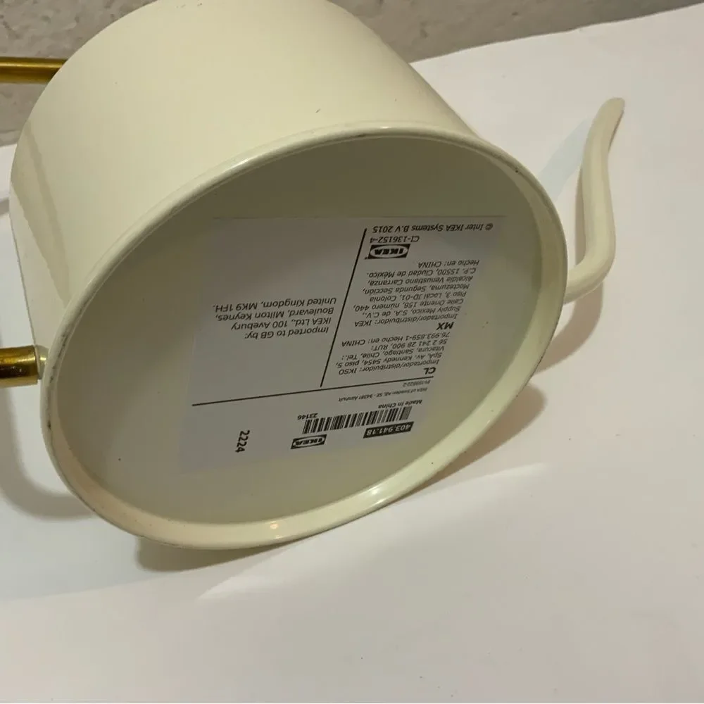 New IKEA VATTENKRASSE Watering Can Ivory/gold 30 oz 403.941.18